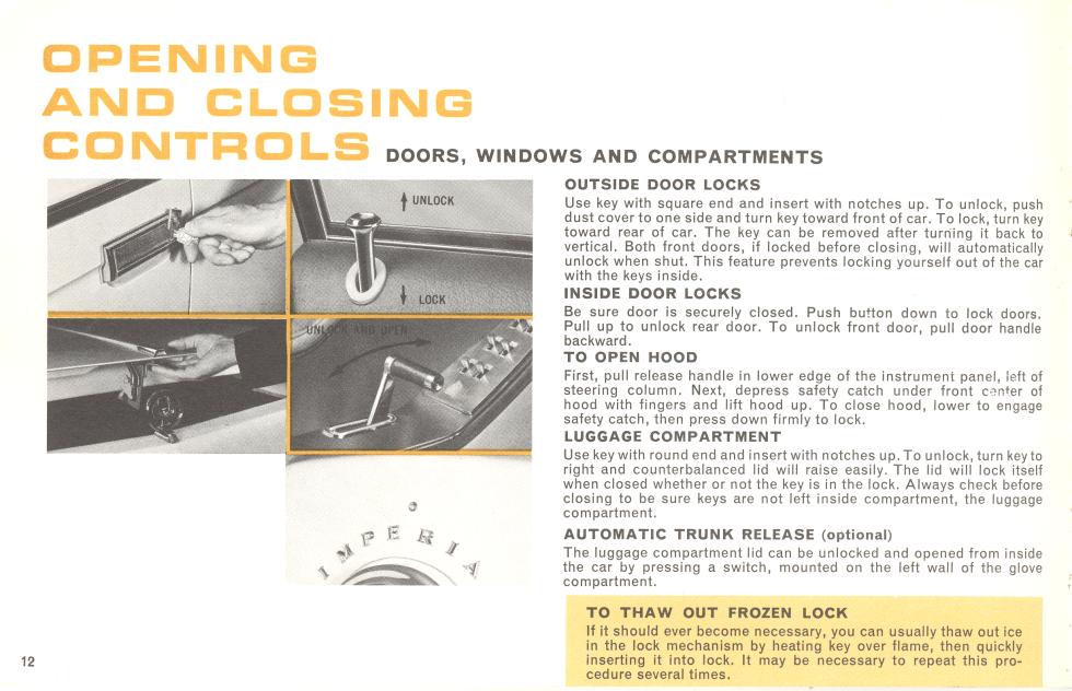 1964 Chrysler Imperial Owners Manual Page 16